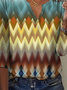 Damen Dreiviertelärmel T-Shirts T-Shirt Frühling/Herbst Geometrisch Jersey V-Ausschnitt Täglich Ausgehen Lässig Oberteile