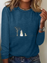 Damen Langarm T-Shirts T-Shirt Frühling/Herbst Weihnachten Baumwollmischung Rundhals Täglich Ausgehen Lässig Oberteile