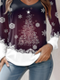 Damen Langarm T-Shirts T-Shirt Frühling/Herbst Weihnachten Jersey V-Ausschnitt Urlaub Ausgehen Lässig Oberteile