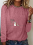 Damen Langarm T-Shirts T-Shirt Frühling/Herbst Weihnachten Baumwollmischung Rundhals Täglich Ausgehen Lässig Oberteile