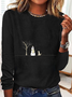 Damen Langarm T-Shirts T-Shirt Frühling/Herbst Weihnachten Baumwollmischung Rundhals Täglich Ausgehen Lässig Oberteile