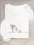 Damen Langarm T-Shirts T-Shirt Frühling/Herbst Weihnachten Baumwollmischung Rundhals Täglich Ausgehen Lässig Oberteile