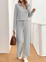 Damen Reißverschluss Unifarben Täglich Ausgehen Zwei Stücke Set Langarm Lässig Frühling/Herbst Bluse mit Hose Matching Set