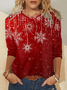 Damen Langarm T-Shirts T-Shirt Frühling/Herbst Weihnachten Jersey Rundhals Täglich Ausgehen Lässig Oberteile