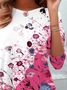 Damen Langarm T-Shirts T-Shirt Frühling/Herbst Geblümt Print Jersey Rundhals Täglich Ausgehen Lässig Oberteile