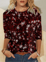 Damen Langarm T-Shirts T-Shirt Frühling/Herbst Weihnachten Jersey Rundhals Täglich Ausgehen Lässig Oberteile
