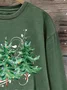 Damen Rundhals Weihnachtsbaum Print Lässig Frühling/Herbst Langarm Sweatshirt