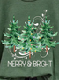 Damen Rundhals Weihnachtsbaum Print Lässig Frühling/Herbst Langarm Sweatshirt