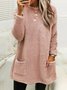 Damen Langarm Frühling/Herbst Unifarben Fluff/Granular-Fleece-Stoff Kleid Rundhals Täglich Ausgehen Lässig Midi H-Linie