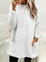 Damen Langarm Frühling/Herbst Unifarben Fluff/Granular-Fleece-Stoff Kleid Rundhals Täglich Ausgehen Lässig Midi H-Linie