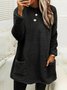 Damen Langarm Frühling/Herbst Unifarben Fluff/Granular-Fleece-Stoff Kleid Rundhals Täglich Ausgehen Lässig Midi H-Linie
