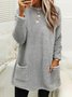 Damen Langarm Frühling/Herbst Unifarben Fluff/Granular-Fleece-Stoff Kleid Rundhals Täglich Ausgehen Lässig Midi H-Linie