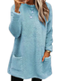 Damen Langarm Frühling/Herbst Unifarben Fluff/Granular-Fleece-Stoff Kleid Rundhals Täglich Ausgehen Lässig Midi H-Linie