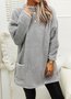 Damen Langarm Frühling/Herbst Unifarben Fluff/Granular-Fleece-Stoff Kleid Rundhals Täglich Ausgehen Lässig Midi H-Linie