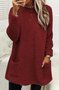Damen Langarm Frühling/Herbst Unifarben Fluff/Granular-Fleece-Stoff Kleid Rundhals Täglich Ausgehen Lässig Midi H-Linie