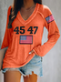 Damen Langarm T-Shirts T-Shirt Frühling/Herbst Textbriefe V-Ausschnitt Lässig Oberteile