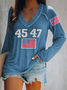 Damen Langarm T-Shirts T-Shirt Frühling/Herbst Textbriefe V-Ausschnitt Lässig Oberteile