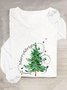 Damen Langarm T-Shirts T-Shirt Frühling/Herbst Weihnachtsbaum Baumwollmischung Rundhals Täglich Ausgehen Lässig Oberteile