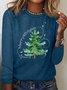 Damen Langarm T-Shirts T-Shirt Frühling/Herbst Weihnachtsbaum Baumwollmischung Rundhals Täglich Ausgehen Lässig Oberteile