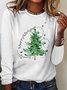 Damen Langarm T-Shirts T-Shirt Frühling/Herbst Weihnachtsbaum Baumwollmischung Rundhals Täglich Ausgehen Lässig Oberteile