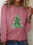 Damen Langarm T-Shirts T-Shirt Frühling/Herbst Weihnachtsbaum Baumwollmischung Rundhals Täglich Ausgehen Lässig Oberteile