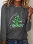 Damen Langarm T-Shirts T-Shirt Frühling/Herbst Weihnachtsbaum Baumwollmischung Rundhals Täglich Ausgehen Lässig Oberteile