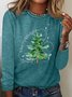 Damen Langarm T-Shirts T-Shirt Frühling/Herbst Weihnachtsbaum Baumwollmischung Rundhals Täglich Ausgehen Lässig Oberteile
