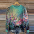 Damen Winter Geblümt Lässig Langarm Rundhals Strickpullover