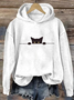 Damen Katze Frühling/Herbst Baumwolle Langarm Lässig Täglich Kapuze