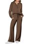 Damen Unifarben Täglich Ausgehen Zwei Stücke Set Langarm Lässig Frühling/Herbst Bluse mit Hose Matching Set