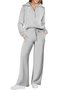 Damen Unifarben Täglich Ausgehen Zwei Stücke Set Langarm Lässig Frühling/Herbst Bluse mit Hose Matching Set