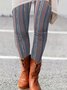 Damen Lässig Gestreift Winter Lang Leggings