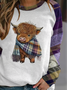 Damen Rundhals Tier Lässig Frühling/Herbst Langarm Sweatshirt