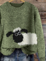 Damen Winter Tier Lässig Langarm Rundhals Strickpullover