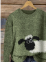 Damen Winter Tier Lässig Langarm Rundhals Strickpullover