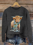 Damen Winter 3d Drucken Lässig Langarm Rundhals Strickpullover