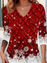 Damen Langarm T-Shirts T-Shirt Frühling/Herbst Weihnachten Jersey V-Ausschnitt Täglich Ausgehen Lässig Oberteile
