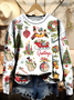 Damen Rundhals Weihnachtsschneemann Lässig Frühling/Herbst Langarm Sweatshirt