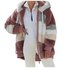 Winter Jacken Damen Verdicken Vlies Teddy Mantel Kontrastnaht Langarm Kapuze Coat