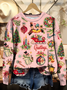 Damen Rundhals Weihnachtsschneemann Lässig Frühling/Herbst Langarm Sweatshirt