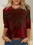 Damen Langarm T-Shirts T-Shirt Frühling/Herbst Ethnisch Jersey Rundhals Täglich Ausgehen Lässig Oberteile