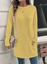 Damen Langarm Bluse Frühling/Herbst Unifarben Jersey Rundhals Täglich Ausgehen Lässig Oberteile