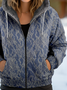 Damen Herbst Oberbekleidung Lässig Geblümt Langarm Kapuze Jacke