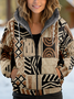 Damen Herbst Oberbekleidung Lässig Geometrisch Langarm Kapuze Jacke