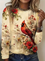 Damen Langarm T-Shirts T-Shirt Frühling/Herbst Geblümt Jersey Rundhals Täglich Ausgehen Lässig Oberteile