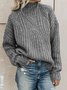 Damen Winter Unifarben Lässig Ballon-Ärmel Langarm Pullover