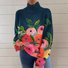 Damen Rollkragen Geblümt Lässig Frühling/Herbst Langarm Sweatshirt