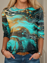 Damen Langarm T-Shirts T-Shirt Frühling/Herbst Abstrakt Jersey Rundhals Täglich Ausgehen Lässig Oberteile