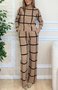 Damen Wolle/Stricken Kariert Täglich Ausgehen Zwei Stücke Set Langarm Lässig Frühling/Herbst Bluse mit Hose Matching Set