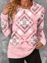 Damen Langarm T-Shirts T-Shirt Frühling/Herbst Geometrisch Jersey Rundhals Täglich Ausgehen Lässig Oberteile